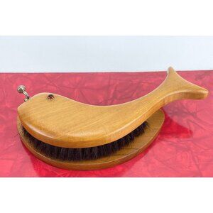 Vintage 1960s shoe brush, West Germany, wooden shoe shining brush, whale shaped